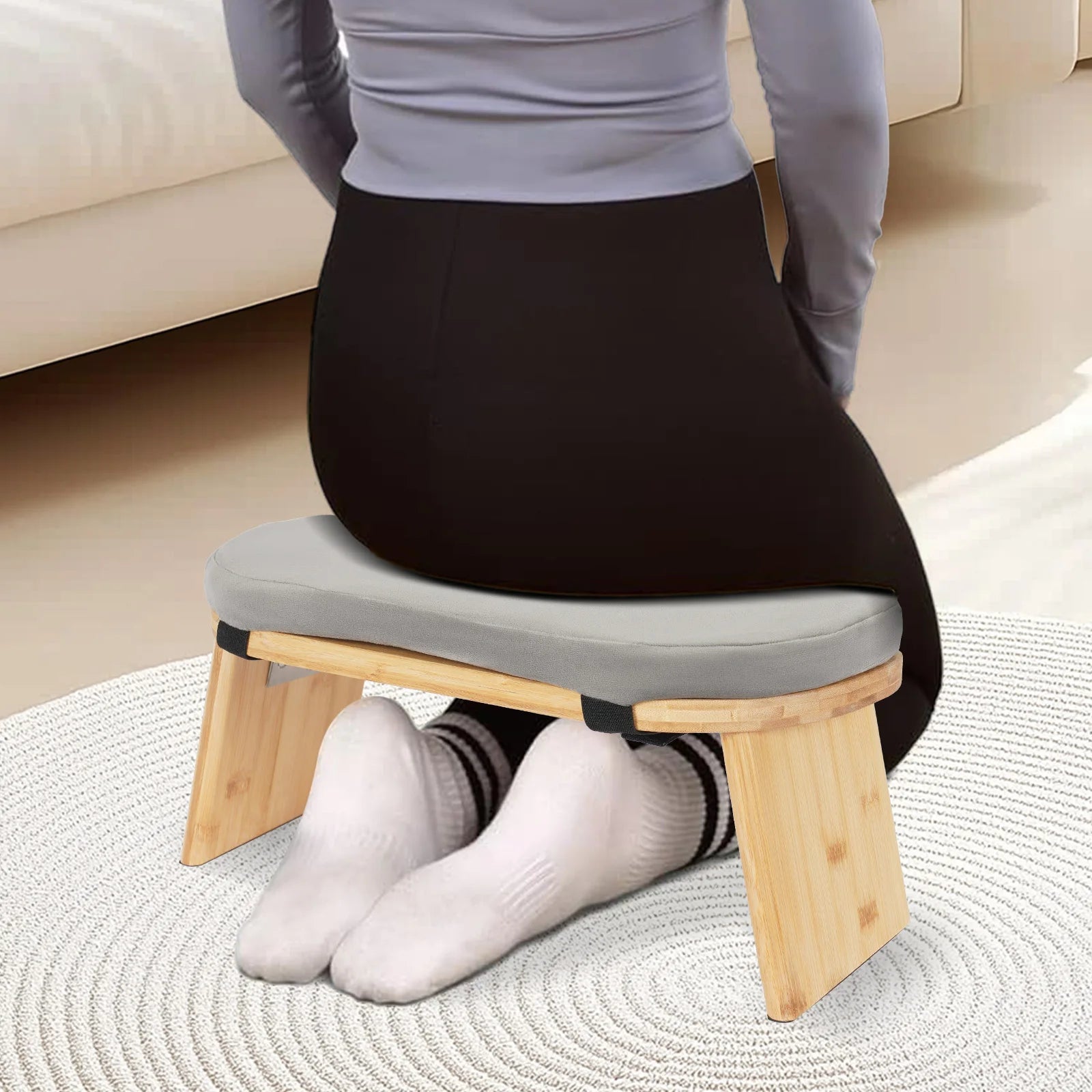 Foldable Meditation Bench Kneeling Meditation Stool for Home Kneeler Meditations Yoga Prayer Coffee/Gray/Green