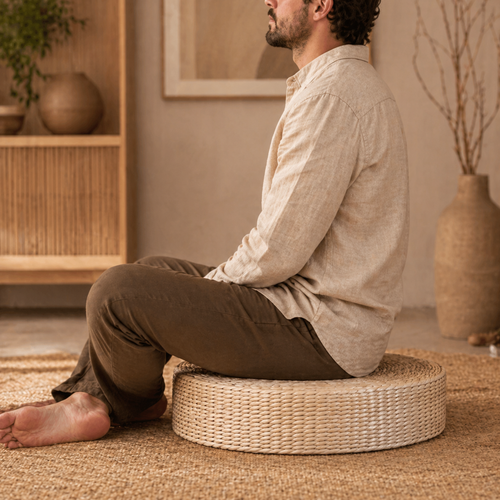 Le Coussin Futon Seiza — Paille de riz tressée, tradition japonaise