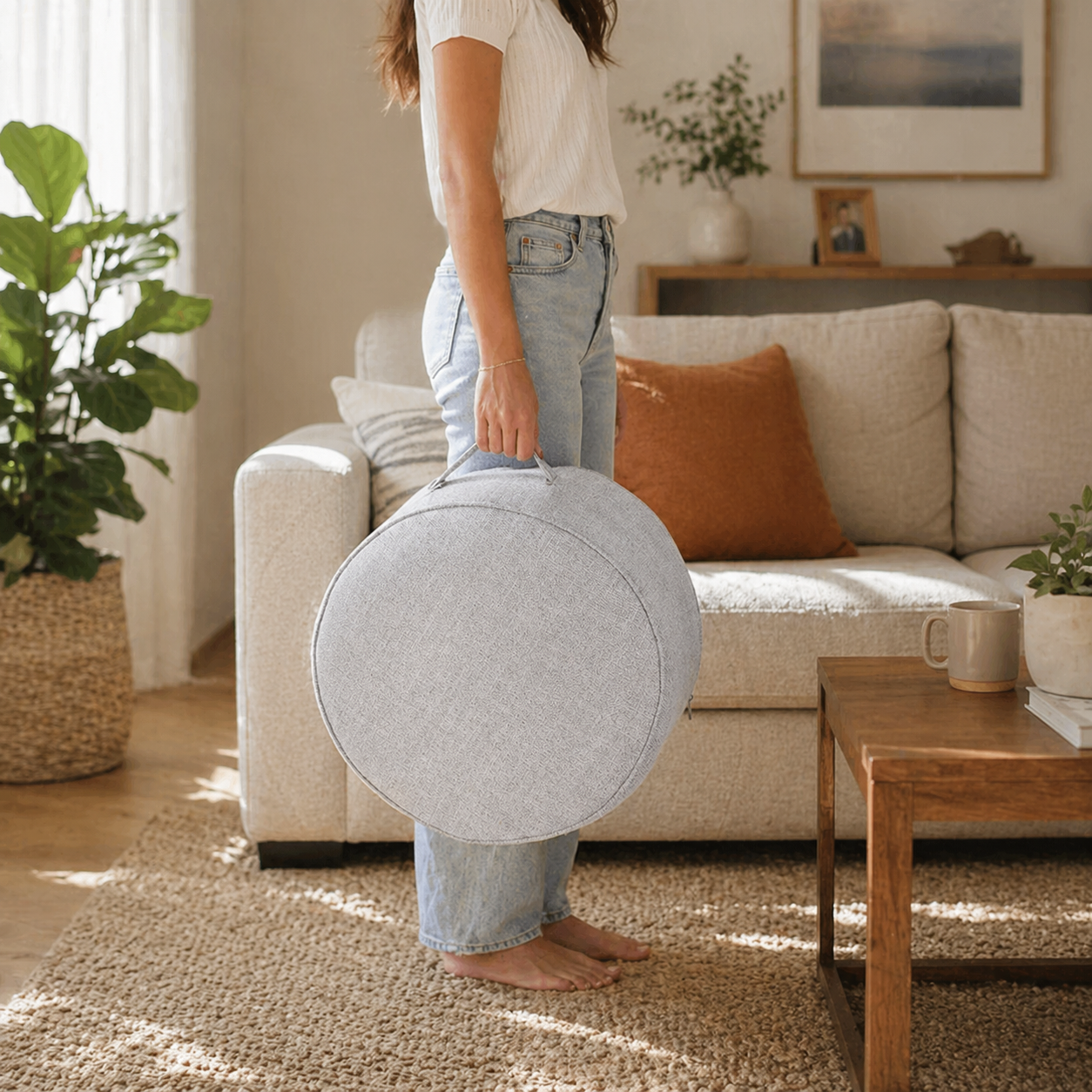 Le Zafu Zen — Coussin rond de méditation en lin