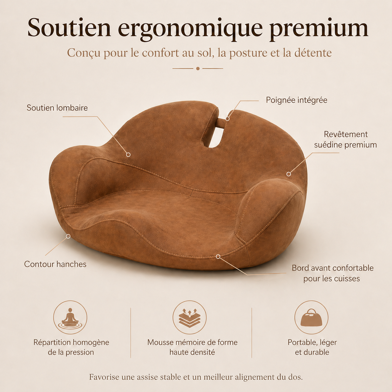 Coussin Zen Épais Mousse à Mémoire de Forme