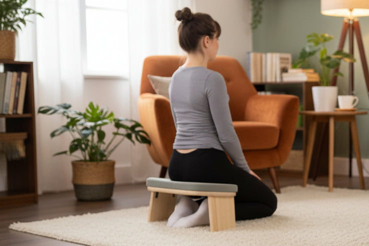 Meditation Bench, Foldable& Ergonomic Meditation Stool, Foldable Kneeling Meditation Bench Coffee/Gray/Green Color